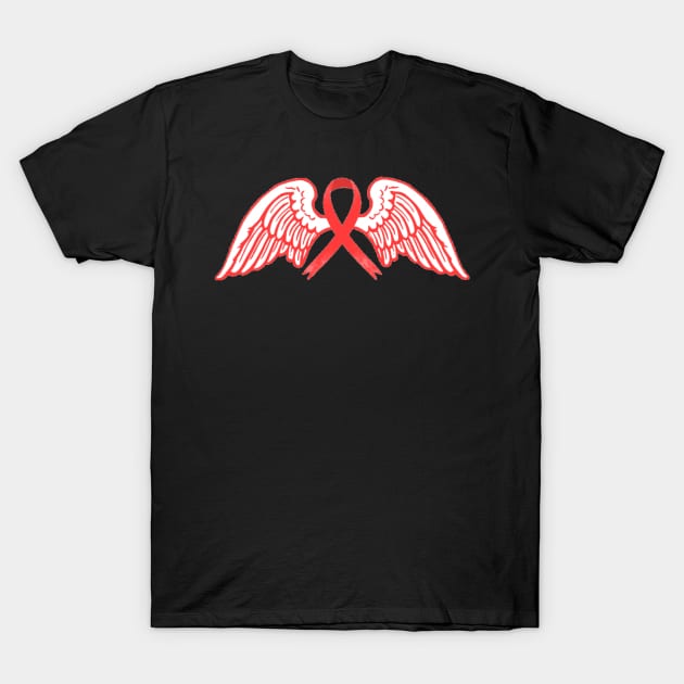 Red Awareness Ribbon with Angel Wings 2 T-Shirt by CaitlynConnor